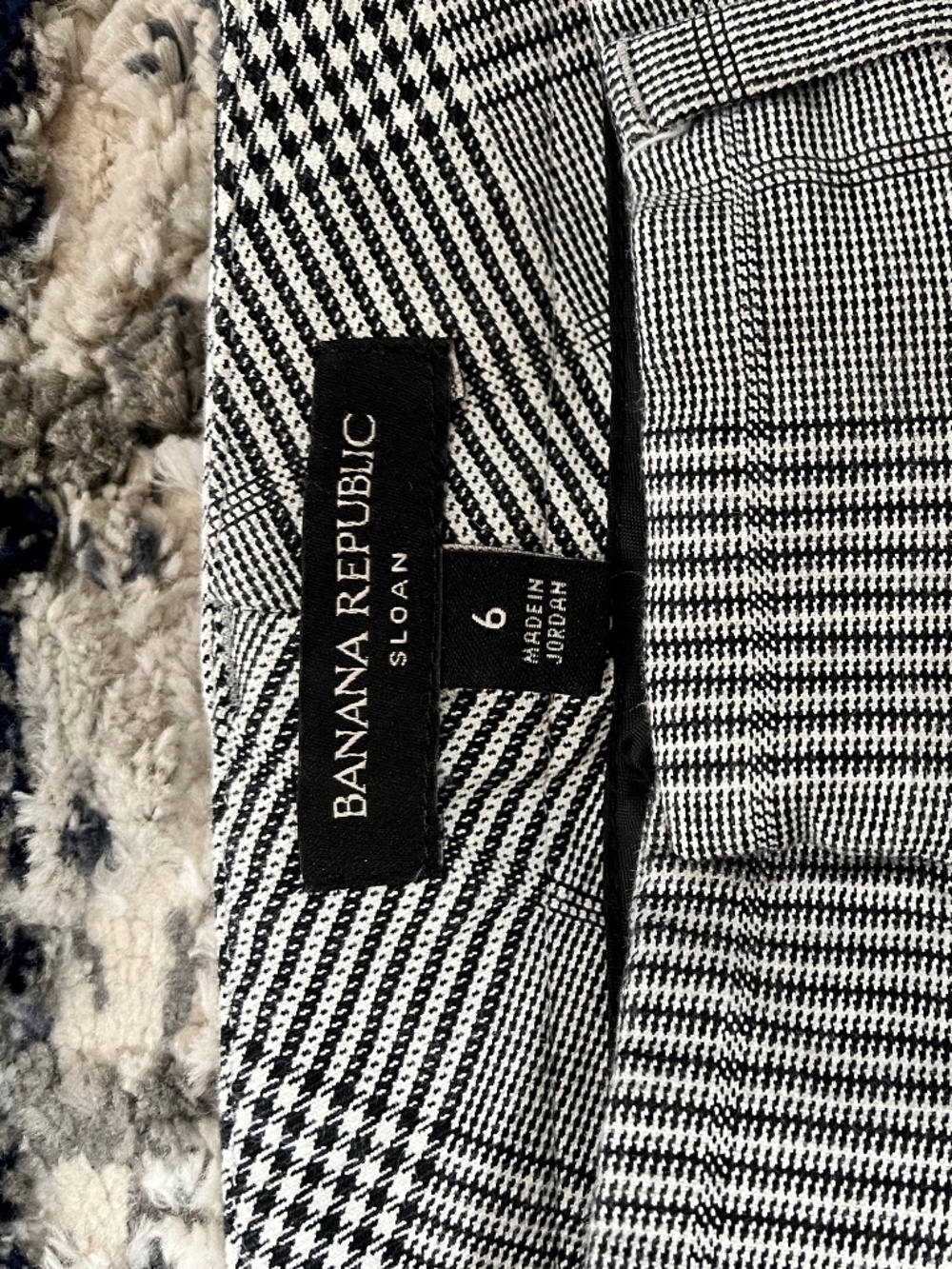 Banana Republic Sloan Pants in black and white plaid pattern